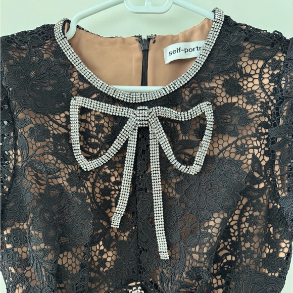 Self portrait Black cord Lace Dress Size UK 8 - Picture 3 of 6